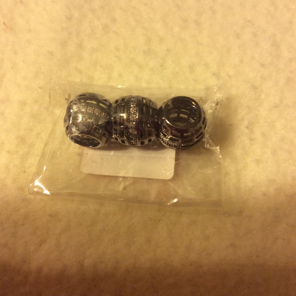 Simulated Diamond set of 3 Panda Beads